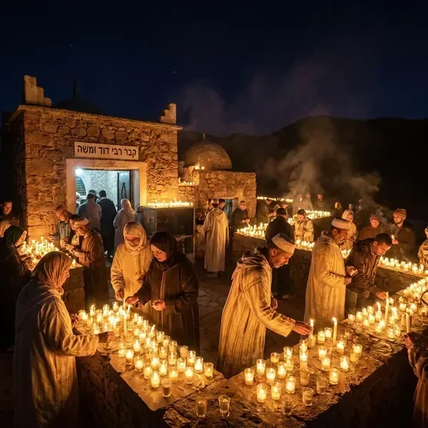הדלקת נרות ביום ההילולה — אלפי נרות בוערים לכבוד הצדיק