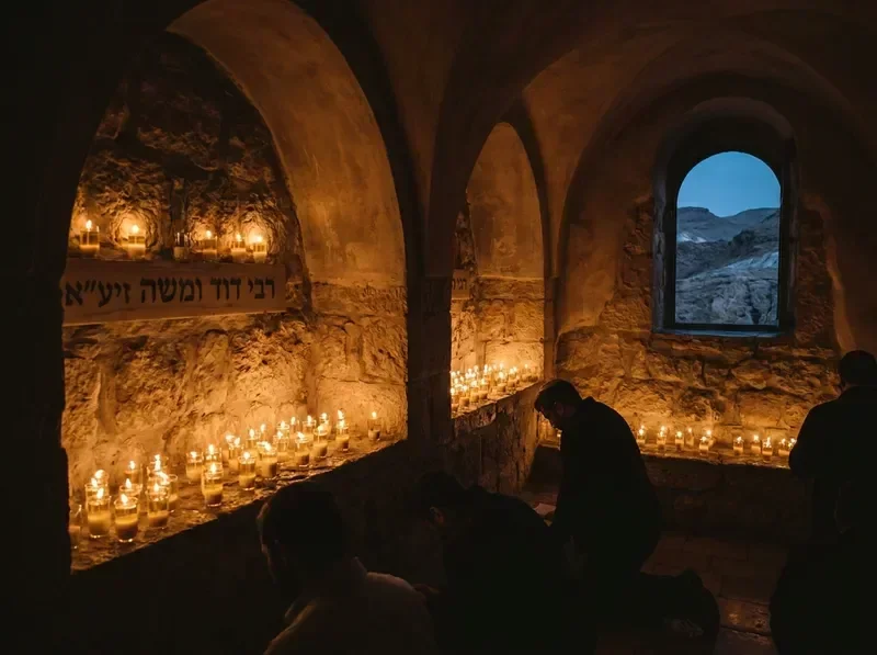 נרות זיכרון דולקים בציון הקדוש